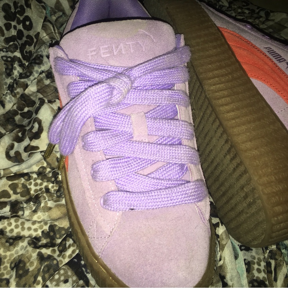 Fenty Suede Platform Sneaker in Lavender with Gum Sole